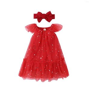 Girl Dresses Toddler Girls Two Piece Outfits Christmas Sequins Tulle Tutu Dress And Headband For Party Summer Clothes