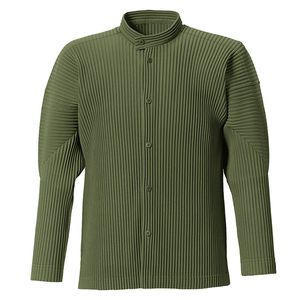 Jaquetas masculinas Miyake plissado único breasted 2023 primavera gola de pé coreano moda casaco esportes casual cardigan casacos 870