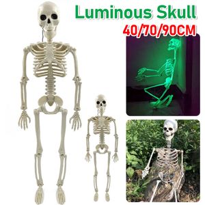 Party Masks Luminous Halloween Party Gothic Decoration Outdoor Statyes Decor Horrible Human Skeleton Figures Head Skull For Yard Garden 230905
