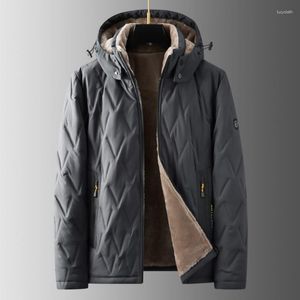 Jaquetas masculinas Marca Roupas de Inverno Homens Plus Size 8XL Cor Sólida Jaqueta de Lã Casaco Masculino Chapéu Regular Destacável Parkas Roupas