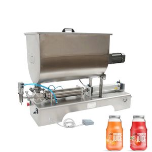 Máquina de enchimento de pasta grande, funil horizontal, pasta grossa, alta viscosidade, pote de mergulho quente, máquina de embalagem de molho de pimenta com misturador