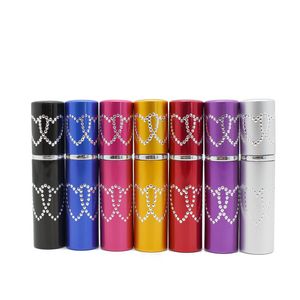 Party Favor 5ml Double Love Heart Pattern Refillable Aluminum Perfume Bottle Traveler Empty Spray Atomizer Makeup Container Q557