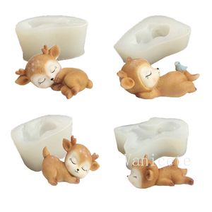 3D Cartoon Sika-Deer Forma Cucina Stampo da forno Simpatico cervo Stampo in silicone Fondente Cioccolato Cupcake Dessert Torta Strumenti di decorazione T9I002446