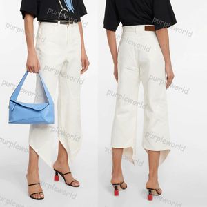 Womens Jeans Irregular Design High Waist Thin All Matching Slim Casual White Micro Cropped Denim Trousers