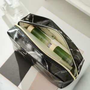 Marble Large Capacity Pu Leather Pencil Bag Stationery Holder Case Storage Box Zipper Pouch Student School Supplies