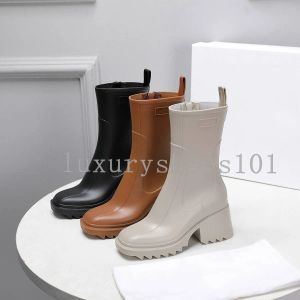 Designer Mulheres Botas Beeled Fur Salto Alto Joelho-Alto Bota de Chuva À Prova D 'Água Welly Meia Botas Plataforma Sapatos Ao Ar Livre RainshoesLuxury Factory Shoes