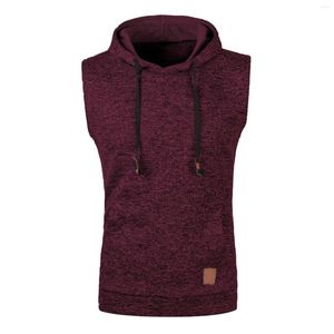 Gilet da uomo Autunno e inverno maschili con fondo lavorato a maglia Gilet con cappuccio tinta unita con coulisse Abbigliamento da esterno Pullover a maglia Vintage