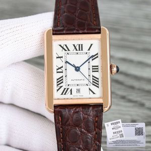 Designer relógio para homens tanque relógios automáticos mostrador branco data VTEU movimento mecânico de alta qualidade uhr montre carter luxe com caixa