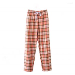 Kvinnors sömnkläder 2023 Spring Autumn Women Cotton Sleep Bottoms Kvinna Plus Size Trousers Ladies Casual Loosen Plaid Pyjama Pants Lounge