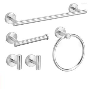 Bath Accessory Set 304 Stainless Steel Bathroom Hardware Towel Bar Paper Holder Robe Hook Rack Ring 5 Pieces PH18