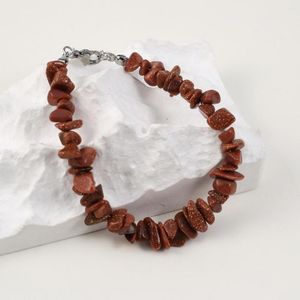 Charm Bracelets 1Pcs Natural Stone Gravel Bracelet DIY Female Red Agate Necklace Accessories Jewelry Gift 16 5cm