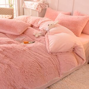 Bedding sets s Comfortable Soft Mink Velvet Faux Animal Fur Duvet Cover Bedspread Pillowcases Set Blanket Bed Sheet 230906