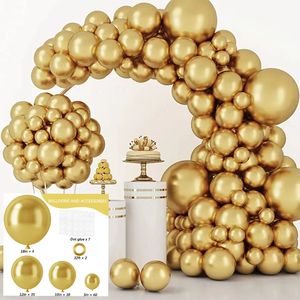 129 Stück Metallic-Gold-Luftballons, Latex-Luftballons, verschiedene Party-Ballon-Set für Geburtstagsfeier, Abschlussfeier, Babyparty, Hochzeit, Urlaub, Ballon-Dekoration