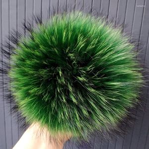 Berets 2pcs/działka szop szczęka poma duża zielona futra wielka pompom 15 cm na czapki czapki buty wisiorki