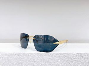 Occhiali da sole avvolgenti senza montatura Lenti grigio oro Occhiali da sole da uomo Occhiali da sole estivi gafas de sol Sonnenbrille UV400 Occhiali con scatola