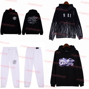 Homens Graffiti Hoodies Designer Hoodies Moletons Mens Amirs Hoody Logo Imprimir Sweatpants Carta Tendência Espirrando Tinta Gotejando Jogger Homens Treino Um Miri Hoodie V1