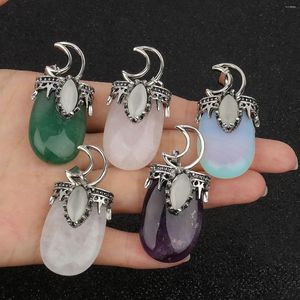 Pendant Necklaces 1pcs Crescent Moon Eye Charms Necklace Natural Stone Oval Diy Women Pendants For Jewelry Making Handmade Supplies