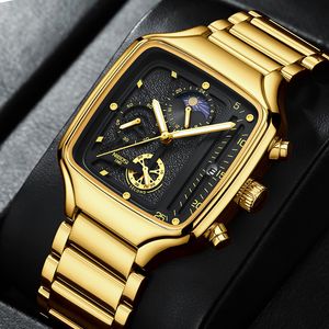 Armbandsur Nibosi Watch For Men Top Luxury Brand Quartz Square Mens Watches Sport Waterproof Armwatch Chronograph Relog Masculino 230905
