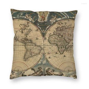 Pillow Vintage Map Of The World Cover Home Decor S Throw For Sofa Double-sided Printing