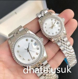 Yeni izle Klasik Gümüş Otomatik Hareket 28/36/41mm Elmas Diad Dial Çember Mens Mekanik Saatler Süper Aydınlık Aşıklar Kadınlar Su geçirmez çiftler stilini izleyin