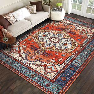 Carpets Bohemian Anti-Slip Living Room Carpet Vintage Turkish Waterproof Sofa Coffee Table Rug Moroccan Colorful Bedroom Bed Mat 230906