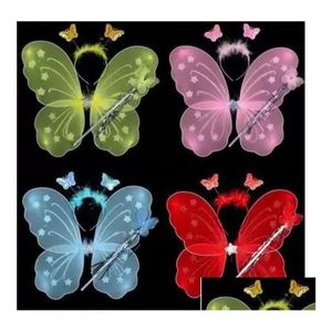 Andra festliga festförsörjningar 2021 Butterfly Wing Setwing pannband Fairy Wand/Angel Wing/Party Accessories 6Colours 10s Drop Delive DHGJ8