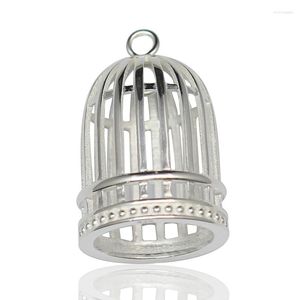 ペンダントネックレスBeadsnice 925 Sterling Silver Bird Cage Hollow Filigree Charm Pendants for DIY Necklace Making 36311