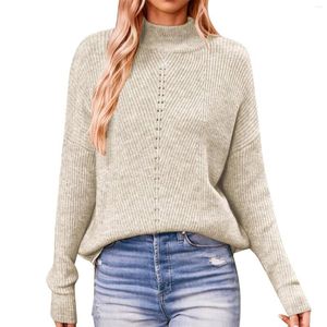 Kadın Sweaters Fashion Düz Renk Yarı Yavru Yavurucu Kazak Gevşek Boy Boyut Kapaksız Hoodie