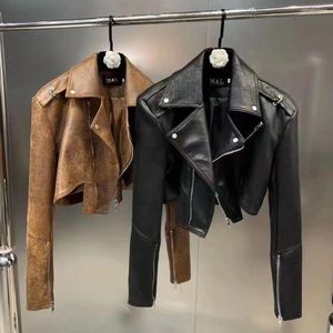 Frauen Leder Mantel Frauen Mode Frühjahr Und Herbst 2023 Motorrad Kurze Jacke Weibliche Kleidung