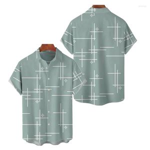 Camicie eleganti da uomo Camicia hawaiana per uomo Moda estiva Linea da spiaggia Disegno Tasca Y2k T-shirt streetwear Manica corta Oversize