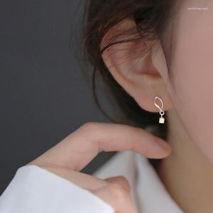 Dangle Earrings Korean Square Beads Small Hollow Leaf Silver Color Drop For Women Elegant Fashion Cross Jewelry Brincos Gift