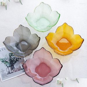 Bowls Gold Rim Petal Glass Fruit Salad Bowl Home Creative Dessert Japanese Ice Cream Shop Daily Decorative Tableware Drop Delivery G Dhylx