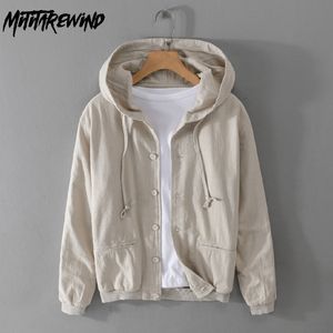 Mens Jaquetas Hong Kong Estilo Vintage Jaqueta Primavera Outono Casual Hoodies para Homens Algodão Linho Sólido Zíper Y2K Juventude Tendência Casacos 230906