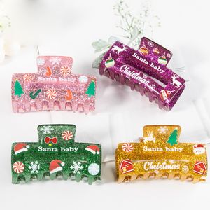 4 kleuren Kerstboom Kerstman Haarklauwen Leuke Sneeuwvlok Klauw Clips Klemmen voor Kerstcadeau Feest