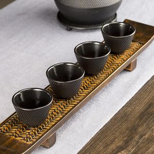 Xícaras Pires 4 Pcs Ferro Fundido Teacup Set Japonês Xícara de Chá 70ml Drinkware Chinês Artesanal Ferramentas de Serviço de Café Rápido