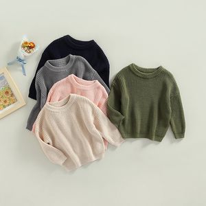 Pullover Autumn Winter Baby Kids Boys Girls Long Sleeve Solid Color Knit Sweater Baby Kids Boys Girls Pullover Sweaters Jumper Clothes 230906