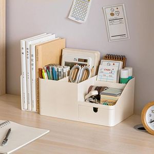 Förvaringshållare Racks Desk Office Organizer Stickers Bins Lagring Holder Desktop Pencil Pen Sundries Stretchable Box Stationery School Supplies 230905