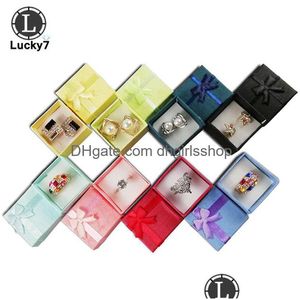 Jewelry Boxes Wholesale 48Pcs/Lot Fashion Box Mti Colors Rings Gift Packaging Earrings Holder Case 4X4X3Cm Drop Delivery Packing Displ Dhy6Q