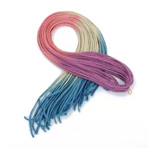 Mänskliga hårbulkar afrikansk kemisk fiber peruk gradient färg smutsig flätning liten fina fläta virkning hår zizi box flät tricolor Braid syntetiskt hår 230906