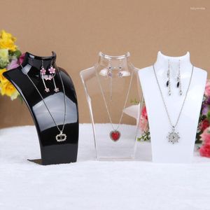 Jewelry Pouches Plastic Mannequin Necklace Display Stand Holder Bust Rack For Necklaces Pendant Dangle Earrings Shelf