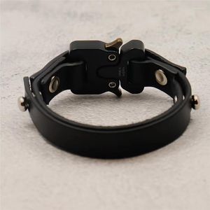 Link Bracelets Black ALYX Buckle Bracelet Men Women 1:1 Quality Casual Cow Leather 1017 9SM Classic Press Metal Button