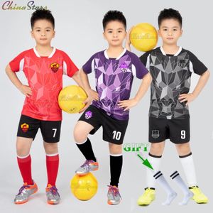 Jerseys 23 Children Football Jerseys Boys Soccer Clothes Sets Short Sleeve Kids Football Uniforms Kids Soccer Tracksuit Jersey Sport Kit 230906