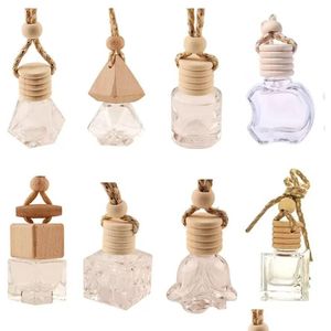 Bottles Jars Car Hanging Glass Bottle Empty Per Aromatherapy Refillable Diffuser Air Fresher Fragrance Pendant Ornament Drop Deliv Dhedh