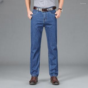 Männer Jeans Hohe Qualität Männer Frühling Sommer Baumwolle Classics Business Gerade Denim Hosen Dunkelblaue Hose Männlich Plus Größe 40 42