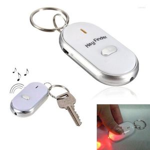 Party Favor 200st White LED Key Finder Locator Hitta Lost Keys Chain Keychain Whistle Sound Control Fast SN986