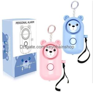 Keychains Lanyards Abs Bear Self Defense Personal Alarm Keychain Led Flashlight Keyrings Safety Security Alert Device Key Chain Fo Dho1A
