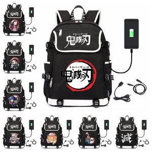 Рюкзаки Аниме Demon Slayer Kamado Nezuko USB Рюкзак Сумка Дорожная книга Школьные сумки Косплей Мужчины Студенческий школьный пакет Рюкзаки Подарок 230905