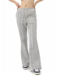 Pantaloni da donna Capris QWEEK Y2K Pantaloni sportivi da jogging vintage grigi Donna Streetwear Hip Hop Sport a righe oversize Kpop Basic Pantaloni larghi a gamba larga 230905