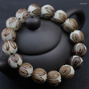 Strand Wholesale White Jade Bodhi Root Armband Originalfrö Buddha pärlor Konstnärliga män och kvinnor Par Tillbehör Gift Lotu