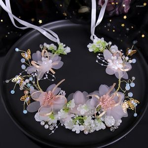 Hair Clips Elegant Pearl Crowns Flower Wreath Headband Girls Bridal Headdress Bride Garland Head Hoop Wedding Headbands Jewelry